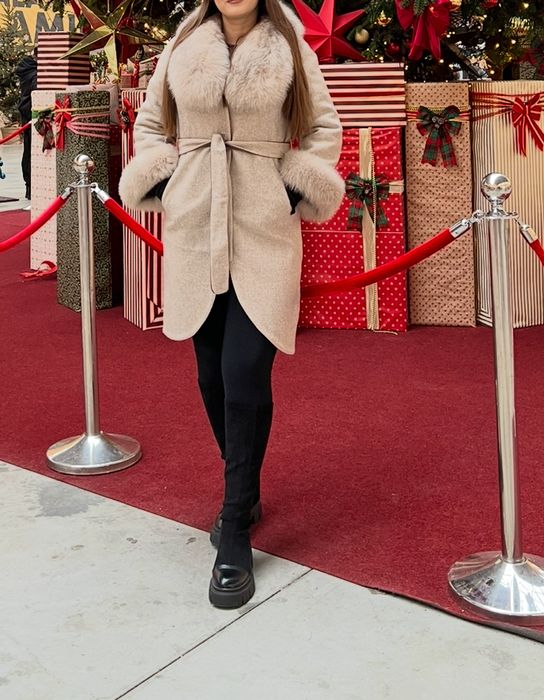 Palton alpaca si vulpe M