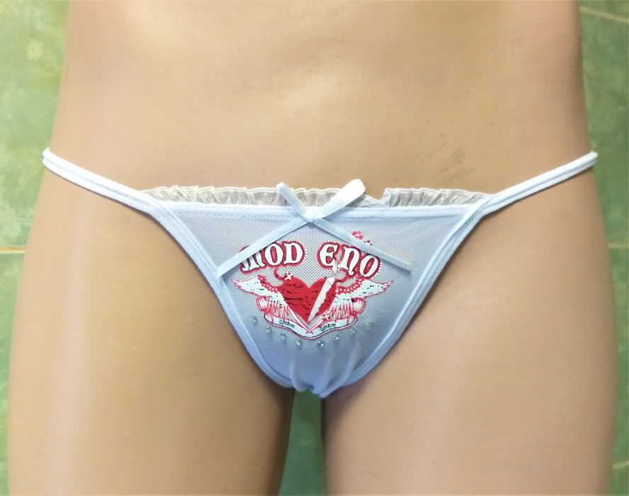 Chiloti tanga sexy tentatie mini snur fete/femei albi plasa mar. XS/S (noi)