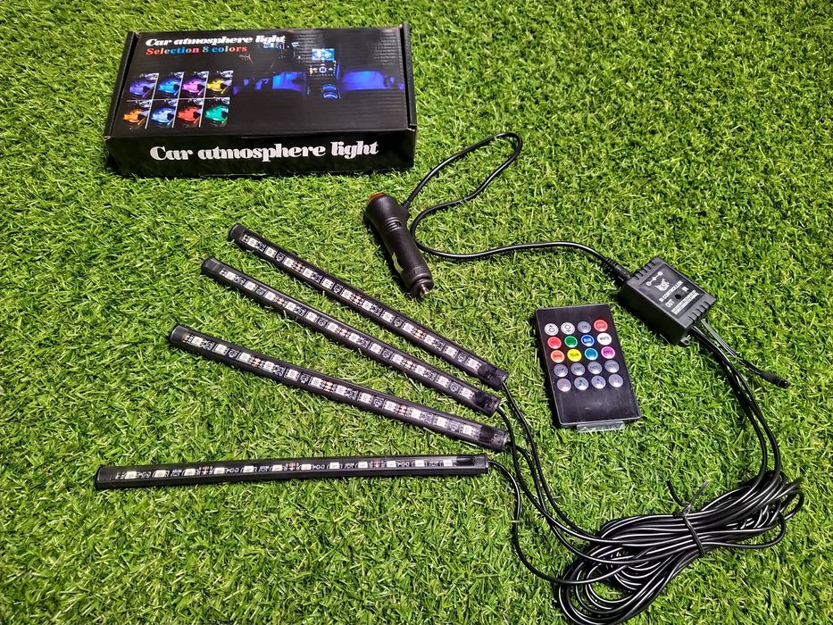 Kit interior LED 12 SMD RGB Cu Telecomanda, Controler Senzor De Sunet