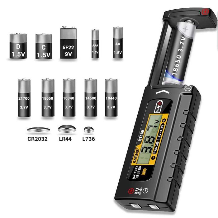 Tester baterii acumulatori 1.2V - 9V celule Litiu-Ion Aneng BT169