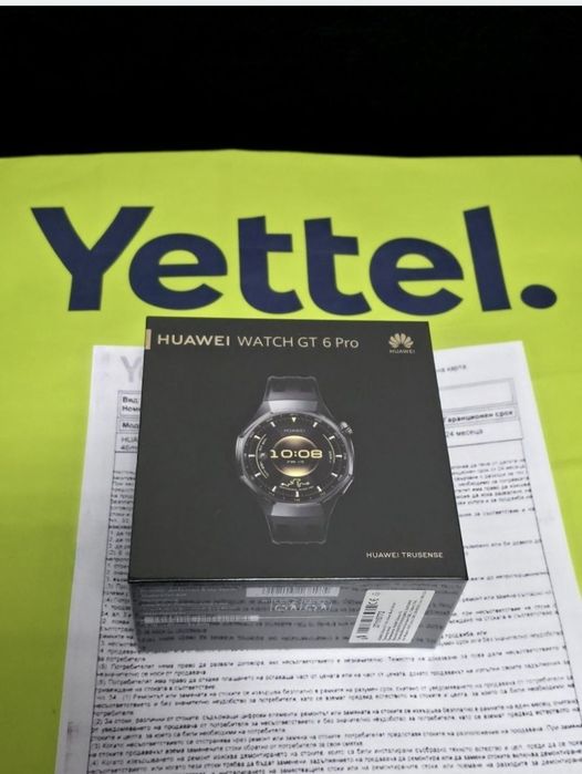 ЗАПЕЧАТАН 46mm Huawei watch GT 6 Pro Гаранция Yettel 2028 Black GT6