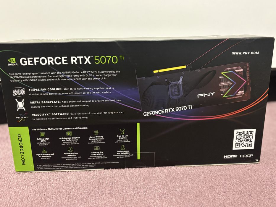 неотворена видеокарта PNY GeForce RTX 5070 Ti Epic-X RGB OC 16GB,