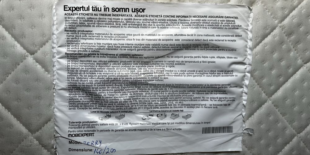 Saltea Terry - 140x200 - Mobexpert