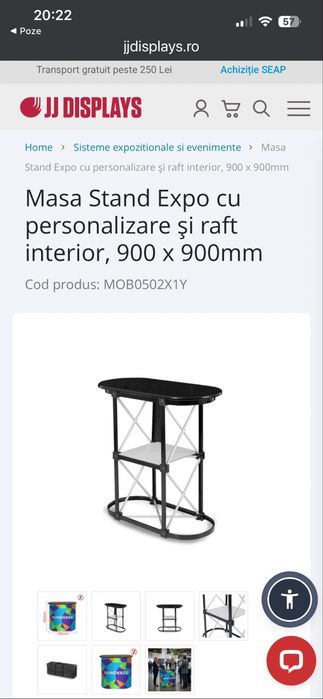 Masa tip expo cu personalizare si raft interior