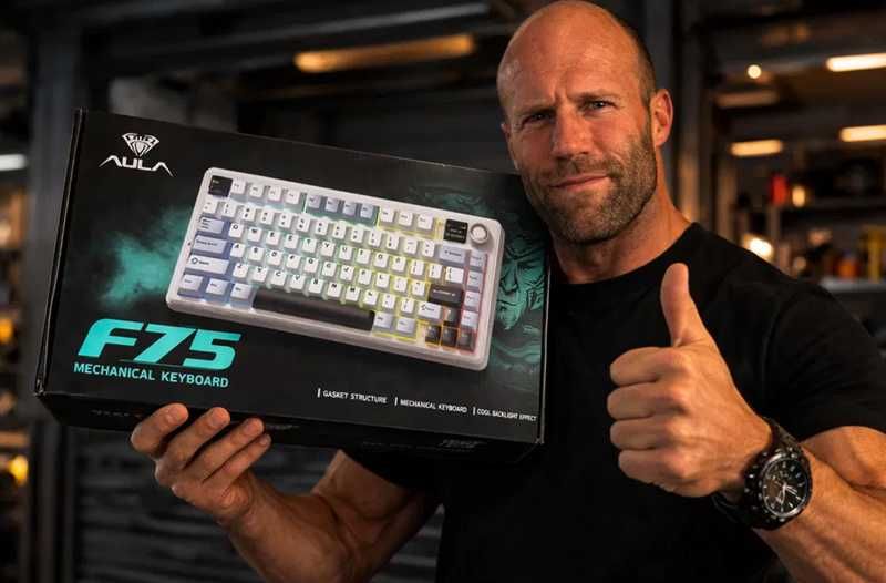 Tastatură mecanică gaming AULA F75 RGB, wireless, 75%