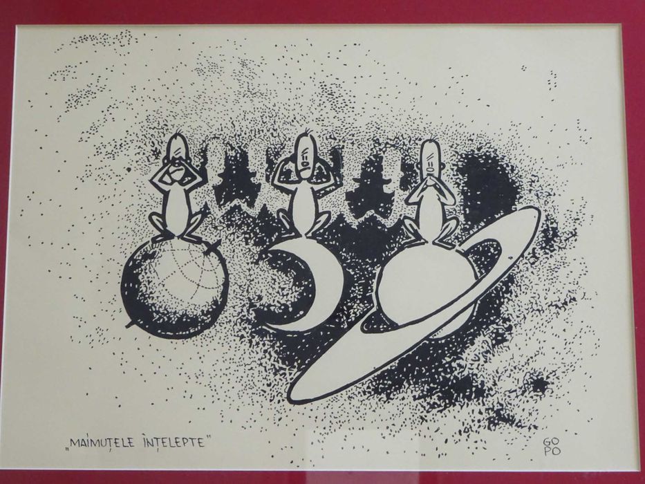 Tablou Ion Popescu Gopo ‘maimutele intelepte’| tus