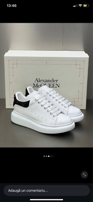 Adidasi Alexander Mcqueen Crystals pietre cristale negri albi