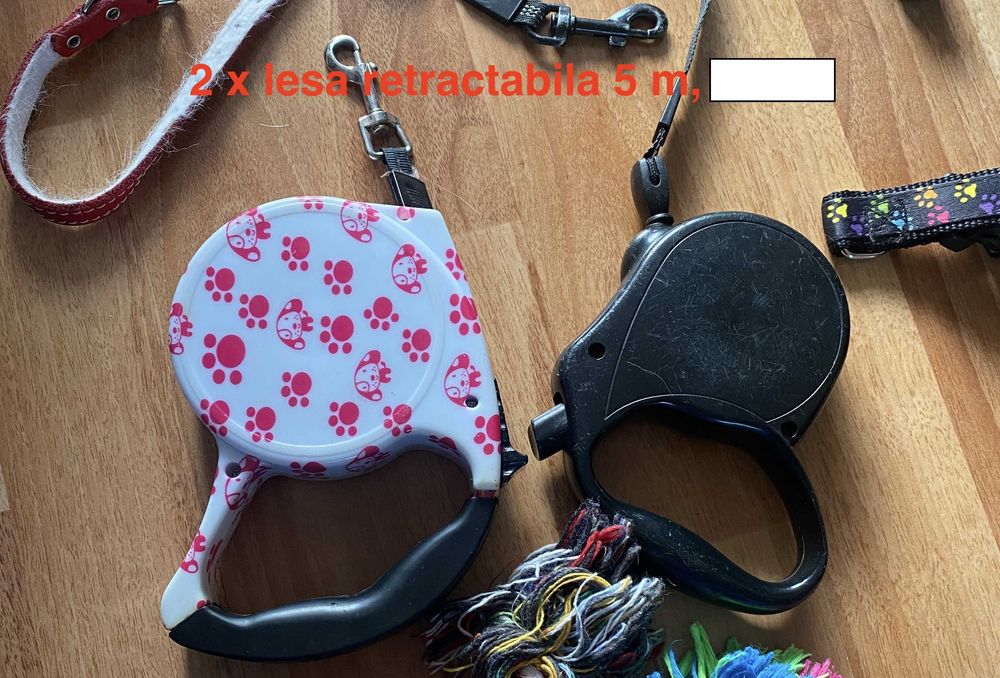 Lot 2x lesa retractabila + ham caine robust pentru talie mica medie