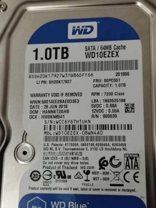 Hard disk western digital 1tb 7200rpm