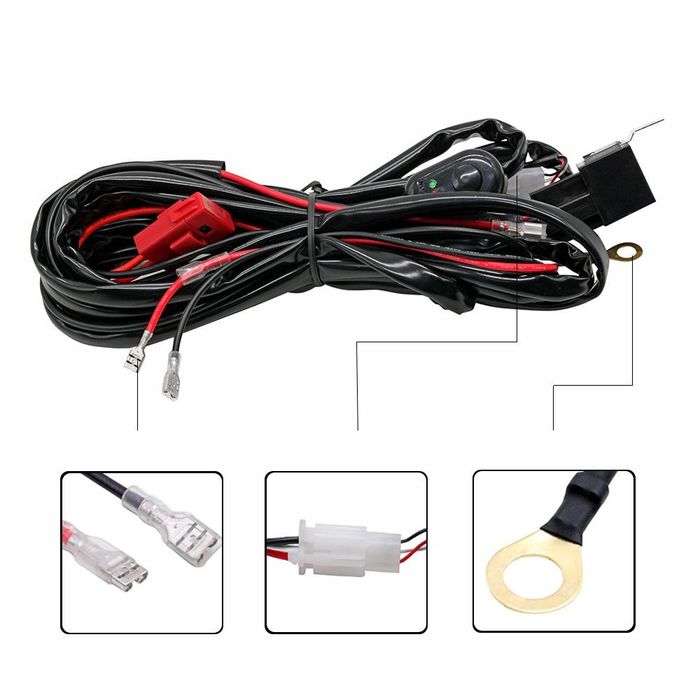 Комплект Кабели за LED BAR(3m) с 12-24V Реле и дистанционно