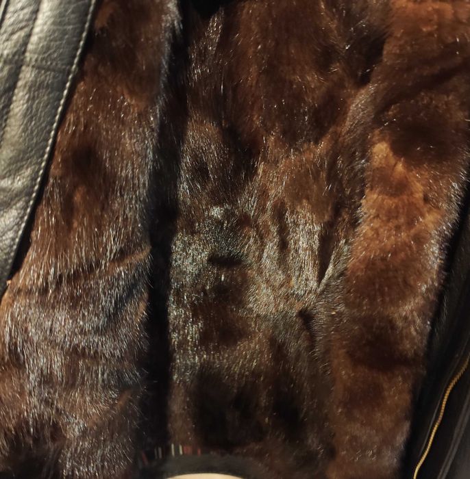 Jacheta de lux geaca piele 52 XL Atelier Torino piele si blana natural