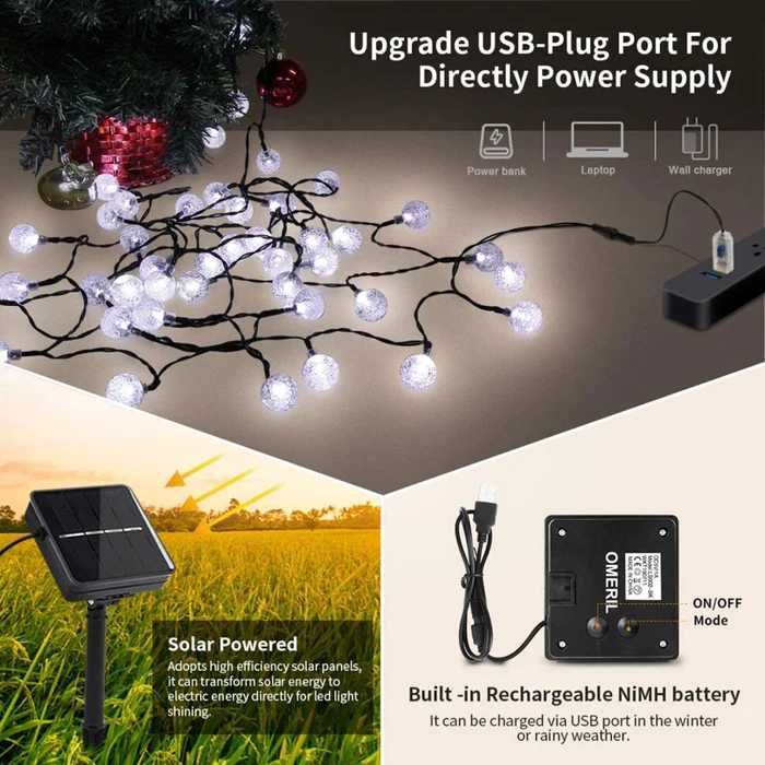 OMERIL Светлинна верига с 50 светодиода цветна