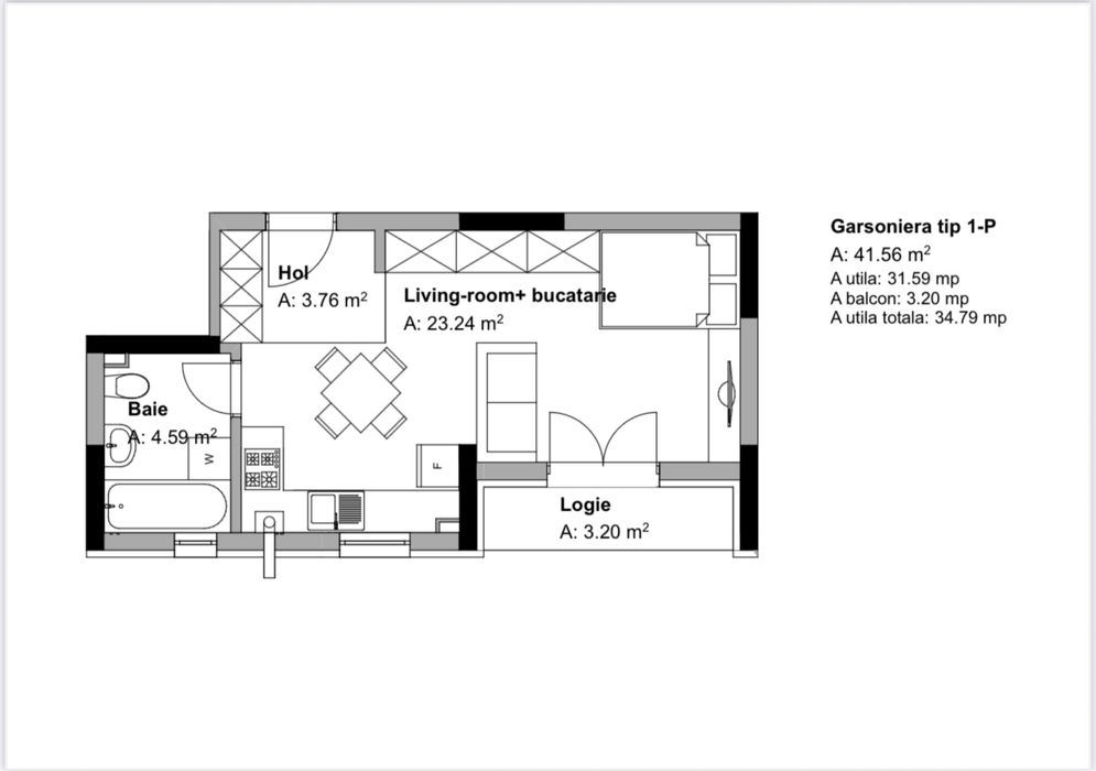 Garsoniera in Dobroiesti 35/mp