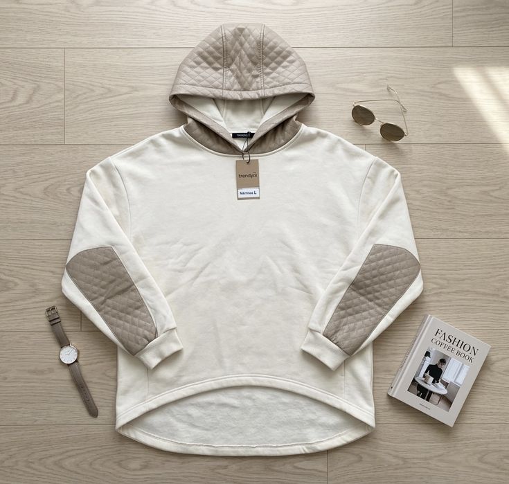 Hanorac Trendyol Oversized Crem cu Detalii Matlasate - L