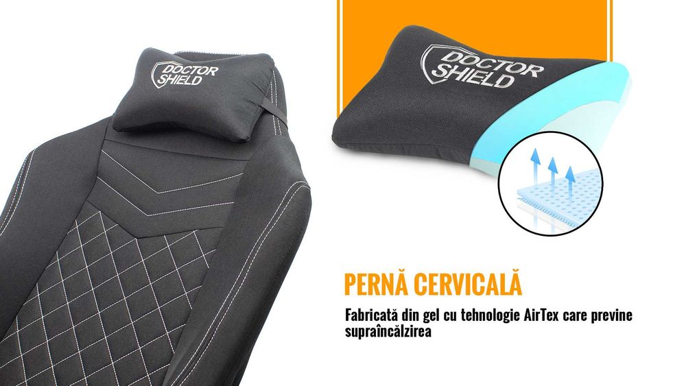 Scaun Gaming Dr.Shield Capsule Textil, Rezistenta 200 KG - Negru