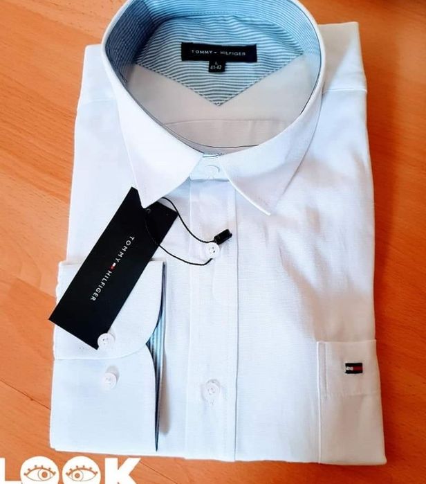 Camasi bumbac Tommy Hilfiger ,logo brodat,mânecă lungă