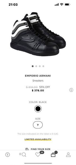 Высокие сникерсы от emporio armani