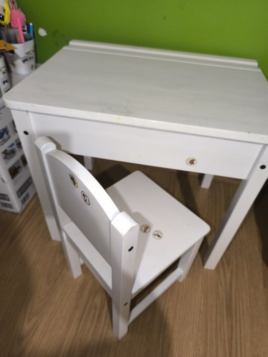 Set birou + scaun din lemn pentru copii
