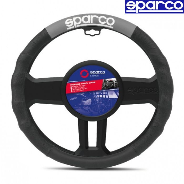 SPARCO кожен калъф за волан 38см – спортен дизайн, универсален