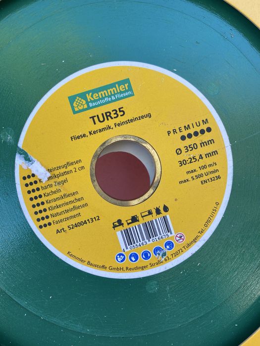 Disc diamantat Kemler TUR 35 Premium, 350mm x 25,4