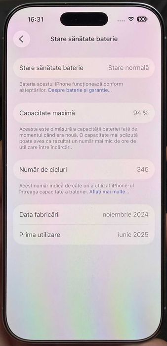 iPhone 16 Pro Titanium White 128GB cu garantie