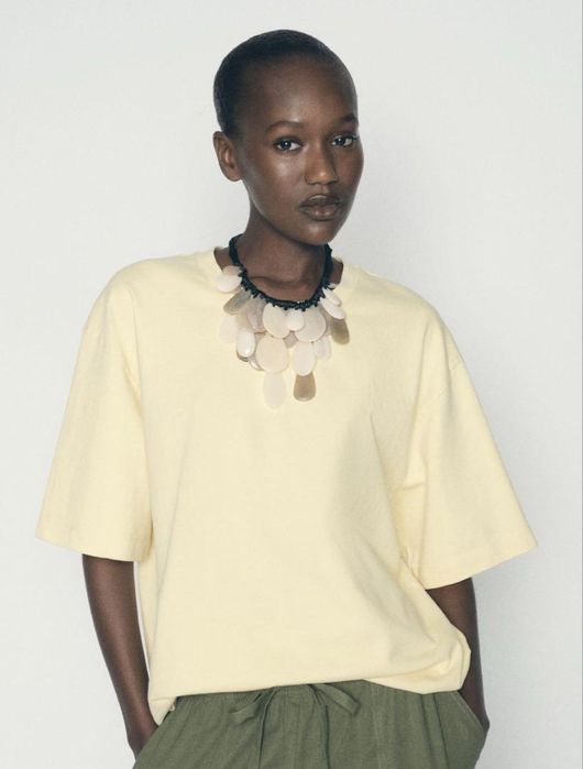 Тениска от плътен памук Zara / Зара Oversized S размер