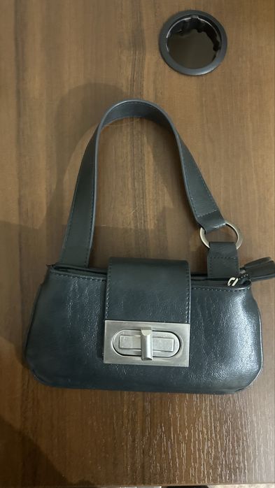 Сумка Mango, темно зеленого цвета, эко кожа