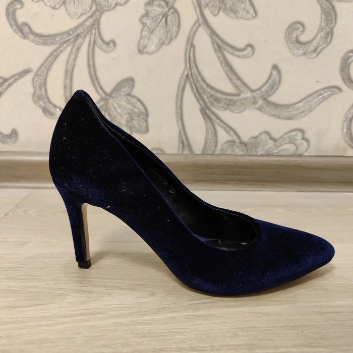 Туфли синие,бархат.