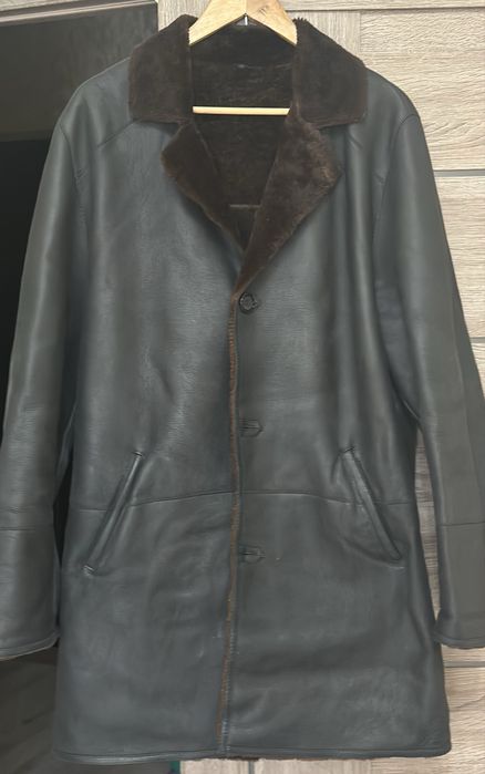 Дубленка мужская тонкая натуральный мех, куртка пуховая