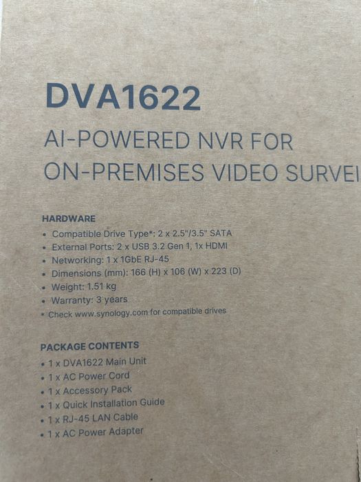 NVR Synology DVA1622 Deep Learning AI