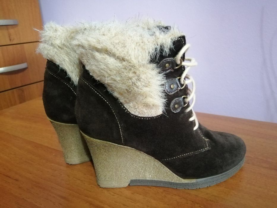 Ghete de piele  îmblănite cu platforma cadeenzza