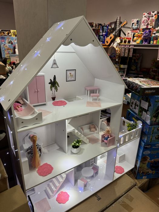 120см ЛЕД осветление голяма дървена къща за Барби с много аксесоари