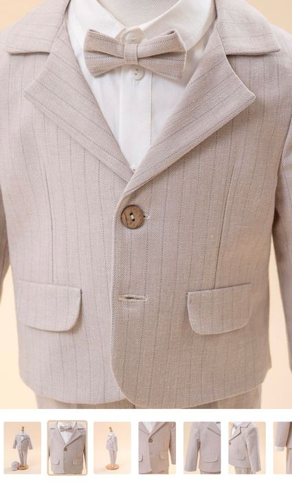 Costum bebe elegant măsura 68 (3-6luni) bej dungi fine