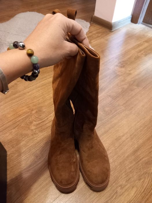Кафяви нови дамски  ботуши