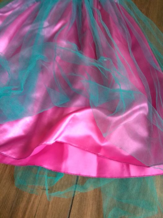 Rochie deosebita nunta botez serbare tule dantela roz Barbie 7-8 ani