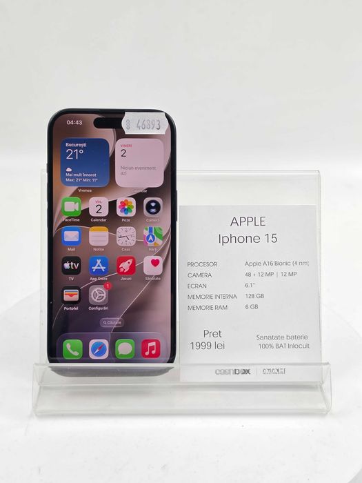 Iphone 15 128GB Baterie 100% inlocuita Garantie 24 luni CashBox