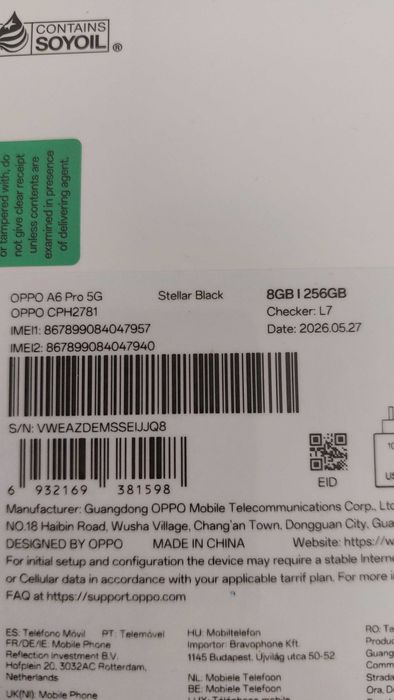 Неразопакован Смартфон GSM OPPO A6 PRO 5G 256/8 Stellar Black 6.57 ", 256 GB, RAM 8 GB, 50+2 MP + преносима батерия ttec 10000mAh