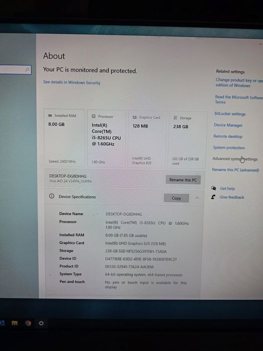 ASUS Vivo AiO V241FA – i5, 8 GB RAM, SSD 256 GB