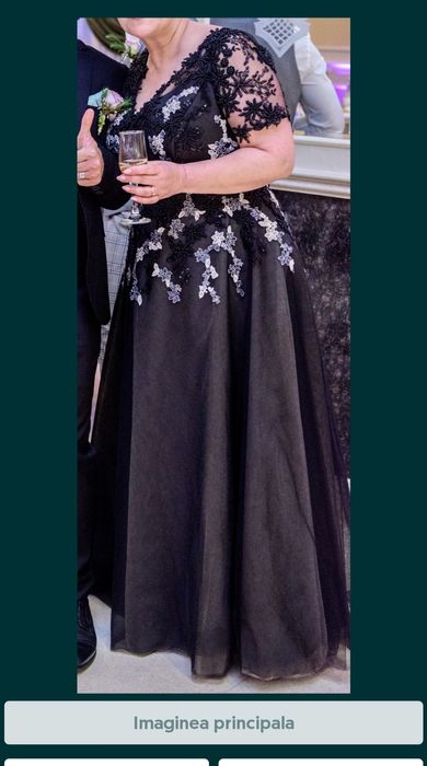 Rochie ocazie lunga dantela neagra GLORY BOX XL