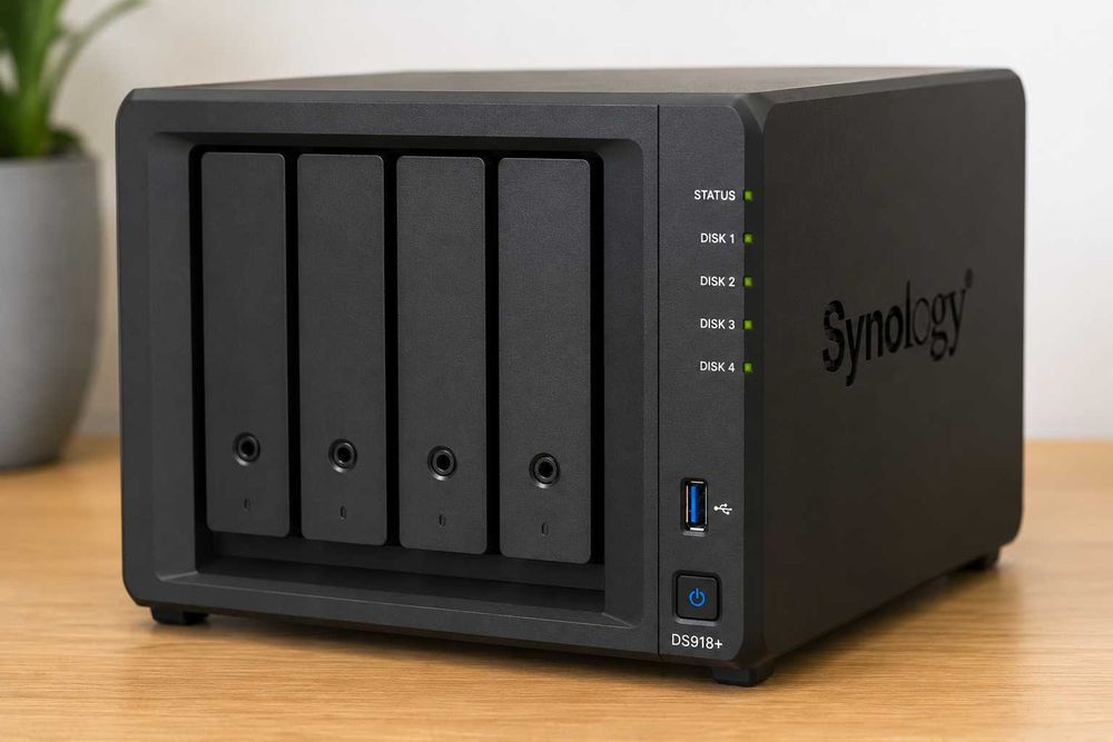 Synology DS918+ NAS – 16GB RAM Kingston HyperX Impact – 4 Bay – 2x M.2 NVMe – extensibil la 9 HDD
