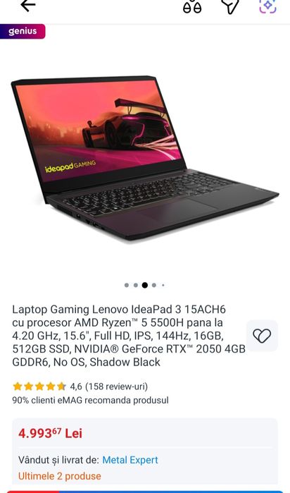 Laptop gaming Lenovo aidiaPad gaming 3
