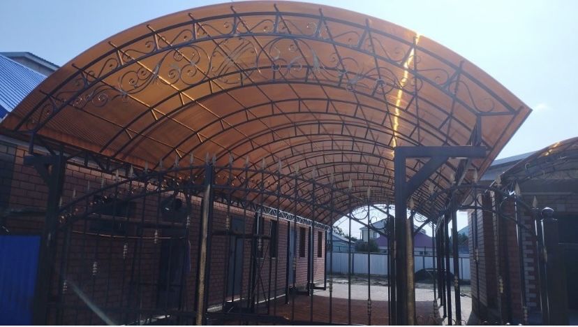 варота откатной навес