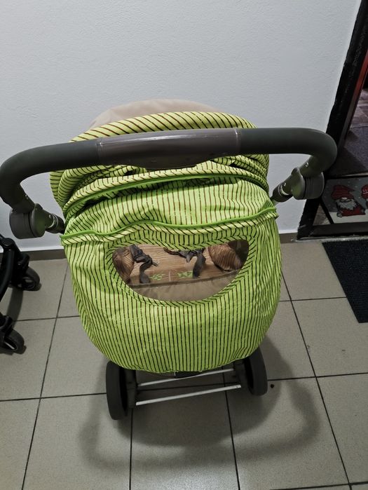 Carucior Landou, Bertoni, Combi, maner reversibil, Green & Beige Zephy