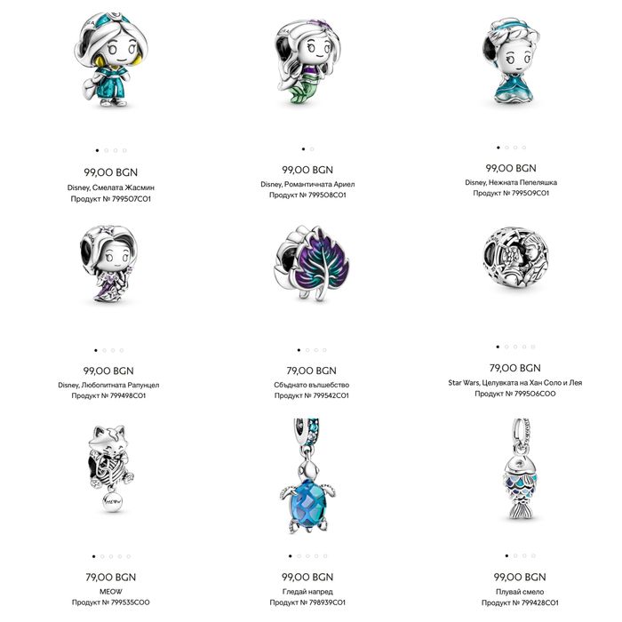 Талисмани Пандора гривни Pandora charms