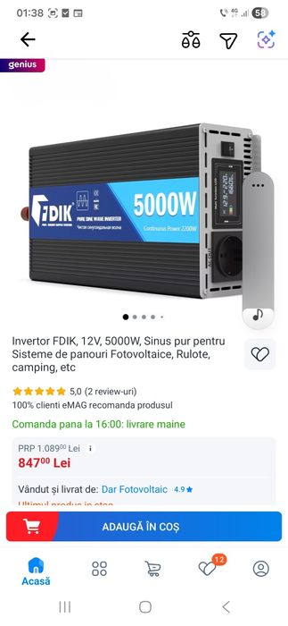 Vând invertor 12 volți 5000w nou