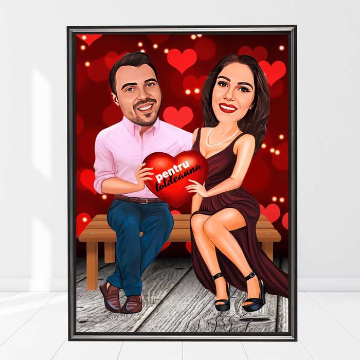 Portrete Tablouri Caricaturi la Comanda, Cadou Barbati Femei Cuplu