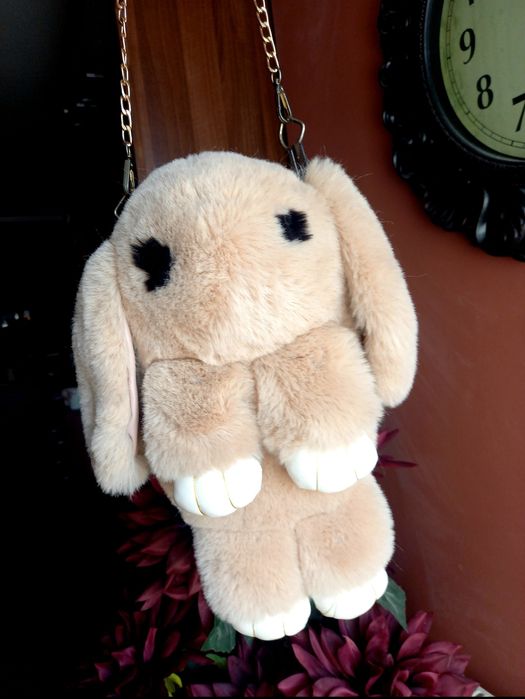 Poșetă iepuraș pufos gentuta de umăr tote bag