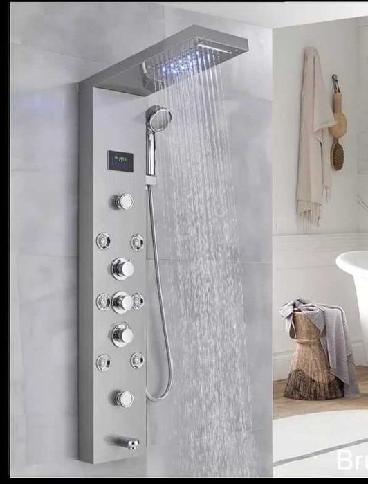 Уникален Хидромасажен душ панел дисплей,лед светлини и много др. екстр