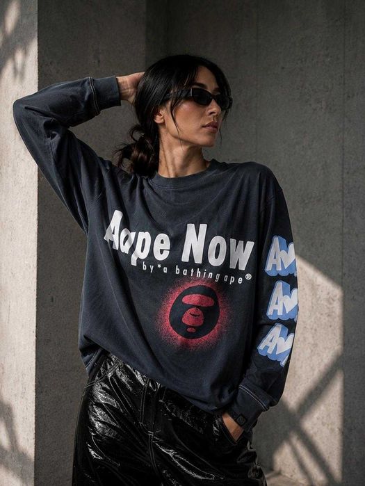 Женский свитшот AAPE Bathing Ape синий, размер XS