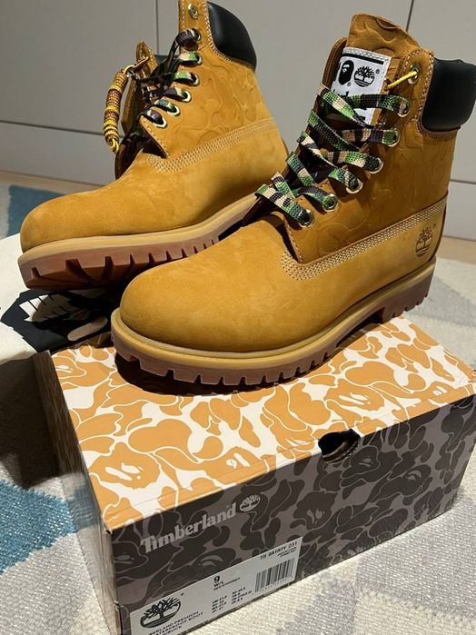 Timberland x BAPE 6-Inch Premium Waterproof Boot Wheat Nubuck, EU 43, NOI